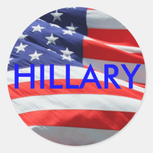 Sticker Rond Hillary candidate à la présidence, drapeau américa