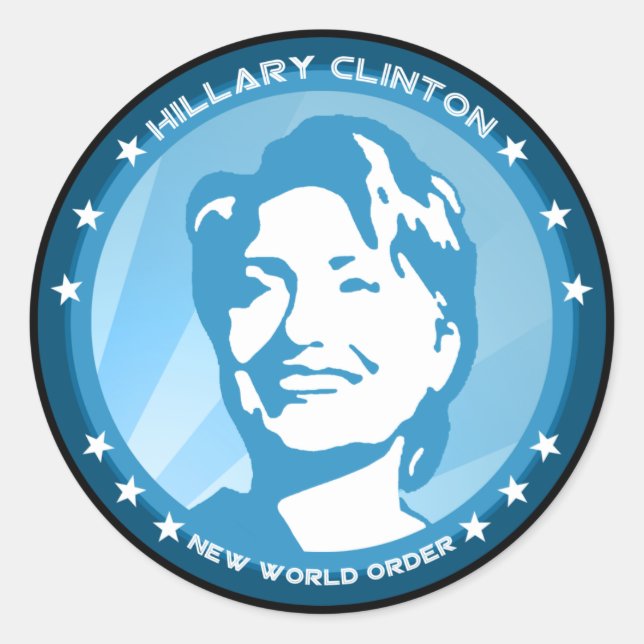 Sticker Rond hillary clinton 08. rayons bleus. (Devant)