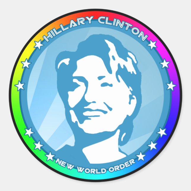 Sticker Rond hillary clinton. arc-en-ciel. (Devant)