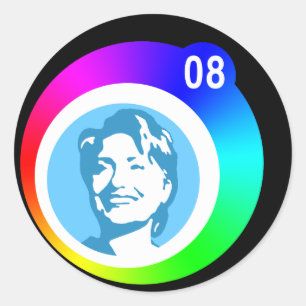 Sticker Rond hillary clinton. bulles arc-en-ciel.