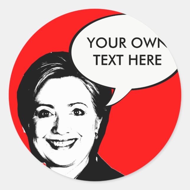 Sticker Rond Hillary Clinton discute de bulle (Devant)