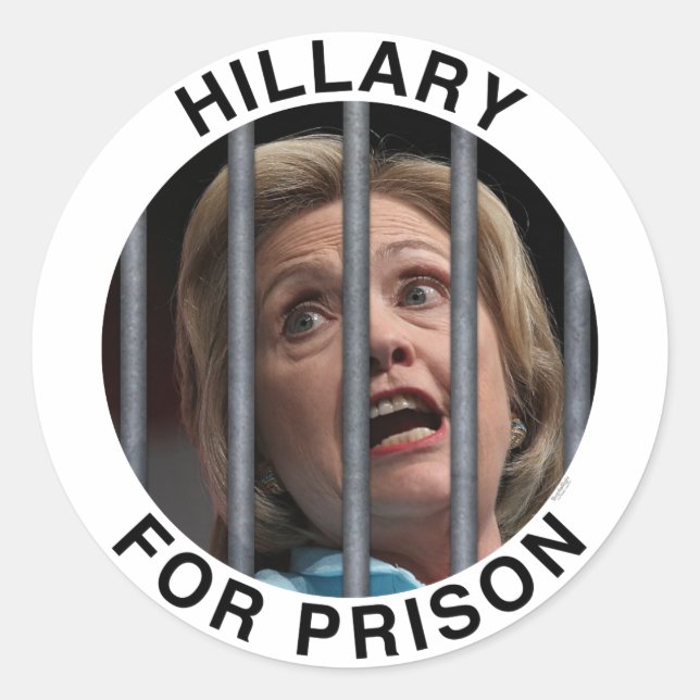 Sticker Rond Hillary pour la prison (Devant)