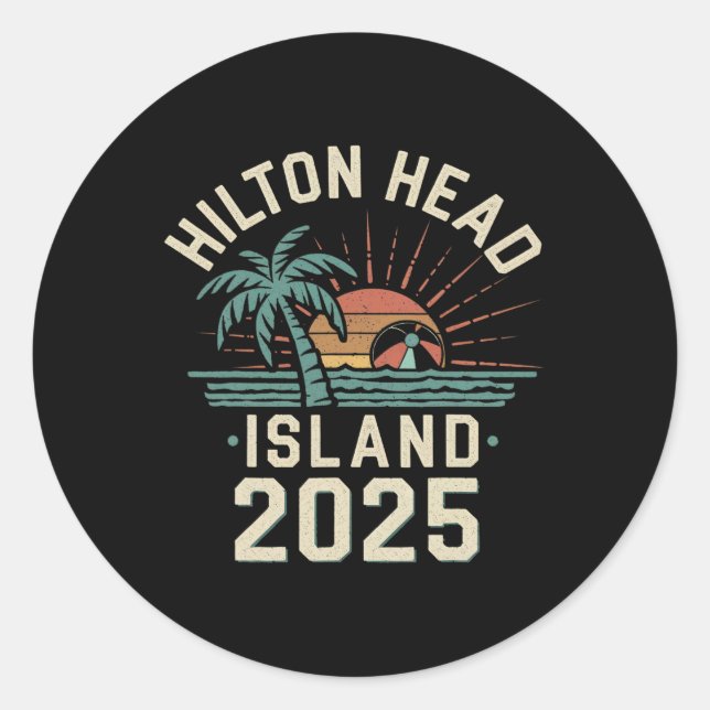 Sticker Rond Hilton Head Island Family Vacation Friends Tr 2025 (Devant)