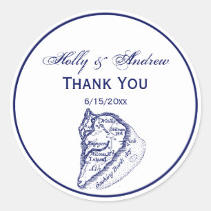 Sticker Rond Hilton Head Island SC Carte Vintage Marine Blue