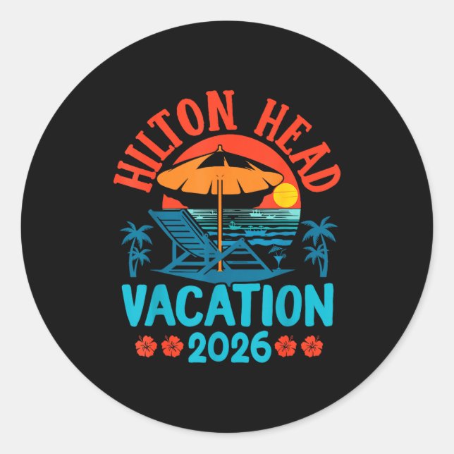 Sticker Rond Hilton Head South Carolina 2026 Family Vacation Be (Devant)