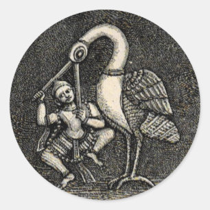 STICKER ROND HINDU HERO & HERON (1887)