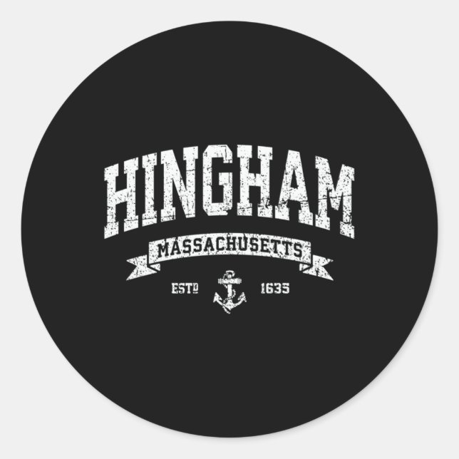 Sticker Rond Hingham Machusetts Ma (Devant)