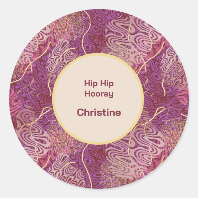 Sticker Rond Hip Hip Hooray Adult Birthday (Devant)