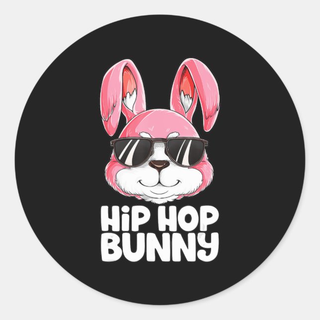 Sticker Rond Hip hop Bunny Garçons de Pâques Filles Enfants Hom (Devant)