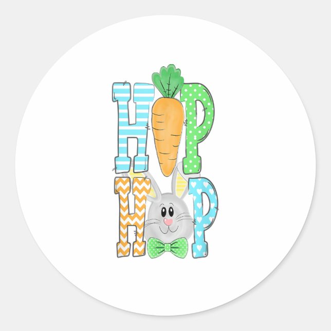 Sticker Rond Hip hop Bunny Lapin de Pâques Classique Lapin Aman (Devant)
