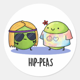 Sticker Rond Hip-Peas drôle Hippie Peas Pun