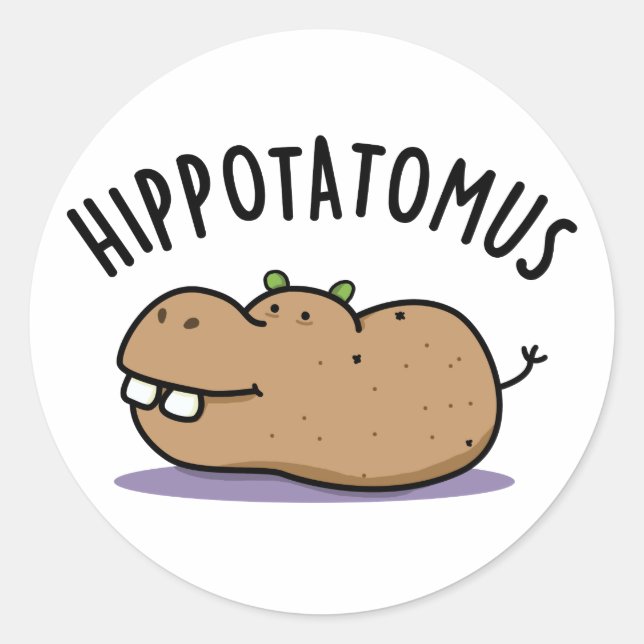 Sticker Rond Hip Potato-mus Funny Hippo Pun (Devant)