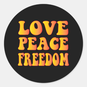 Sticker Rond Hippie AIMER LA PAIX LIBERTÉ 60s les années 70 Cra
