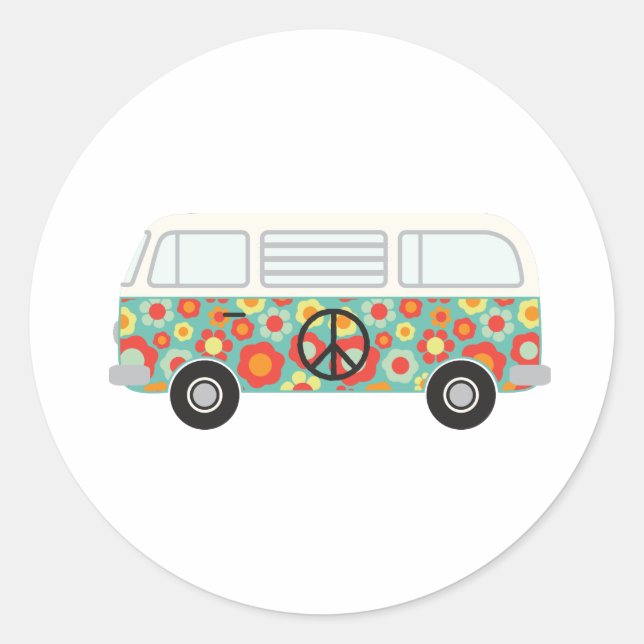Sticker Rond Hippie Bus (Devant)