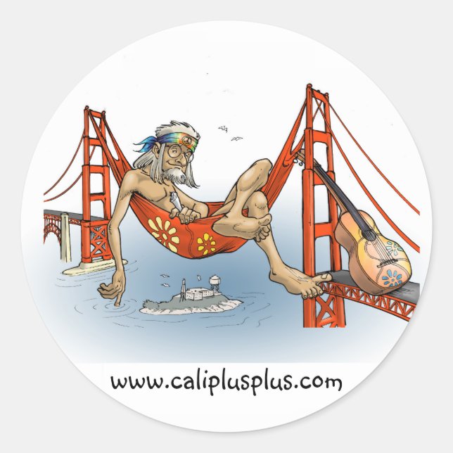 Sticker Rond Hippie Cali++ SF (Devant)