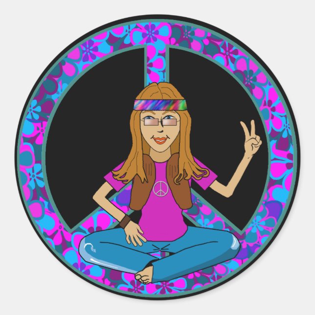 Sticker Rond Hippie chick (Devant)