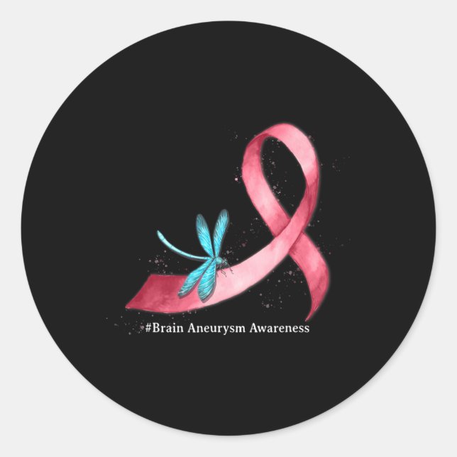 Sticker Rond Hippie Dragonfly Bourgogne Ribbon Cerveau Aneurysm (Devant)