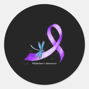 Sticker Rond Hippie Dragonfly Purple Ribbon Heims Sensibilisati
