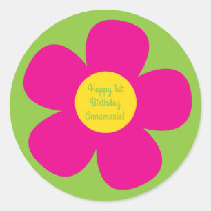 Sticker Rond Hippie Flower's Birthday Party