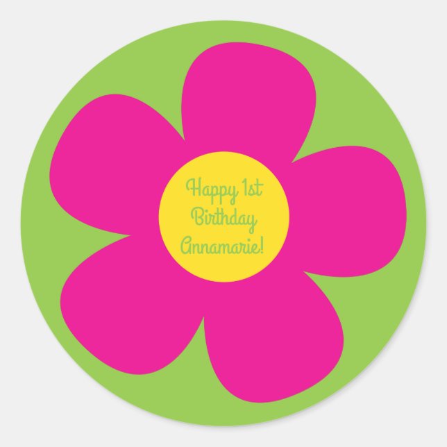 Sticker Rond Hippie Flower's Birthday Party (Devant)