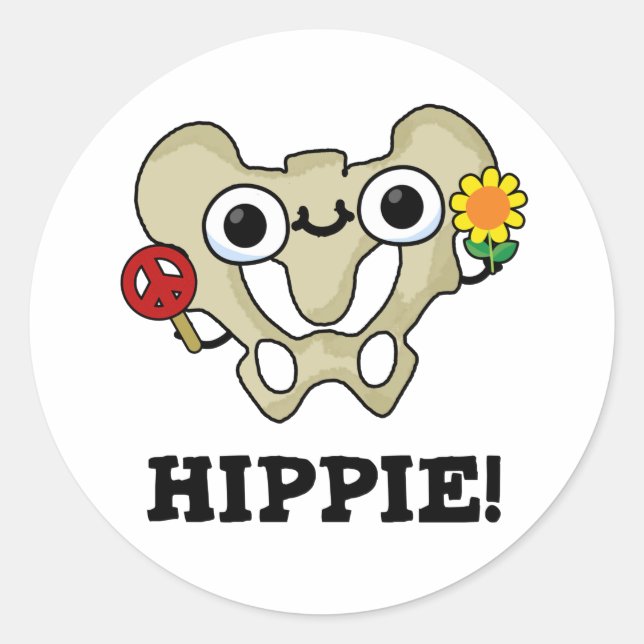 Sticker Rond Hippie Funny Hip Bone Pun (Devant)