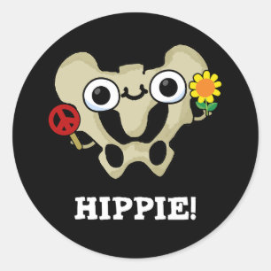 Sticker Rond Hippie Funny Hip Bone Pun Dark BG