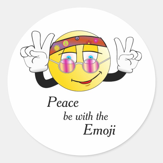 Sticker Rond Hippie "Paix" Emoji (Devant)