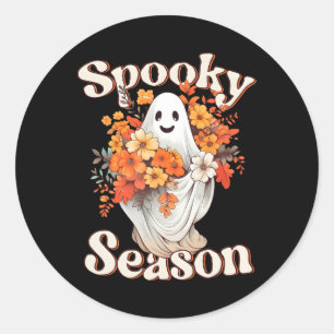 Sticker Rond Hippie rétro Halloween mignonne Feu Saison Éffraya