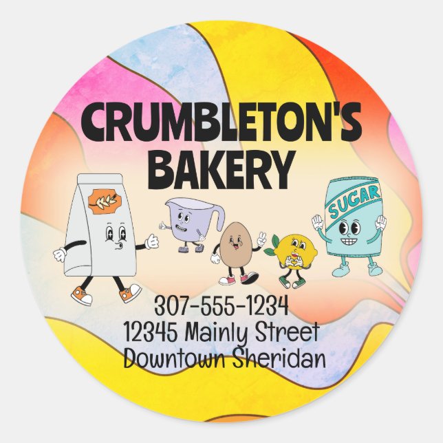 Sticker Rond Hippie rétro ingrédients de cuisson boulangerie (Devant)