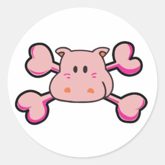 Sticker Rond hippie rose Crâne rose Crossbones