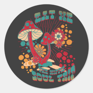 Sticker Rond Hippie Soul Trier Champignon Vintage été