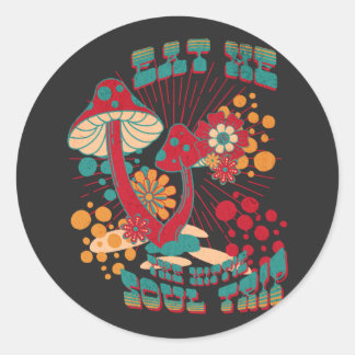 Sticker Rond Hippie Soul Trier Champignon Vintage été