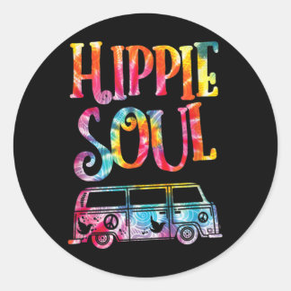 Sticker Rond Hippie Tie Dye Van Hippie Soul
