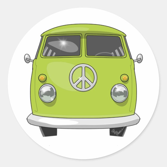 Sticker Rond Hippie Van 1960 (Devant)