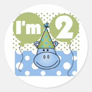 Sticker Rond Hippo 2e Anniversaire Tshirts et cadeaux