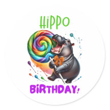 Hippo Anniversaire Joyeux, Coloré Candy Swirl |