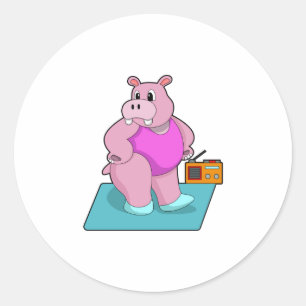 Sticker Rond Hippo at Fitness with Radio.PNG