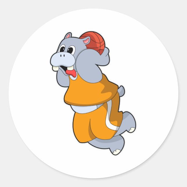 Sticker Rond Hippo au Basketball Sports (Devant)