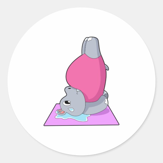 Sticker Rond Hippo au yoga Fitness (Devant)