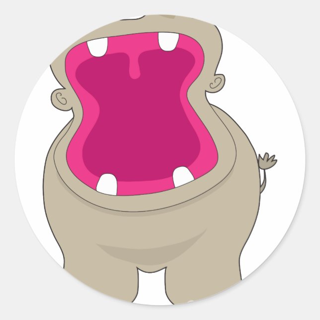 Sticker Rond Hippo Big Mouth (Devant)