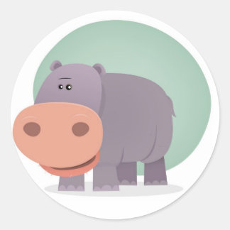 Sticker Rond Hippo de dessin