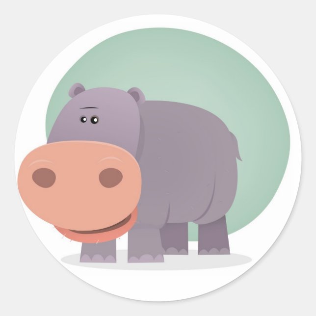 Sticker Rond Hippo de dessin (Devant)
