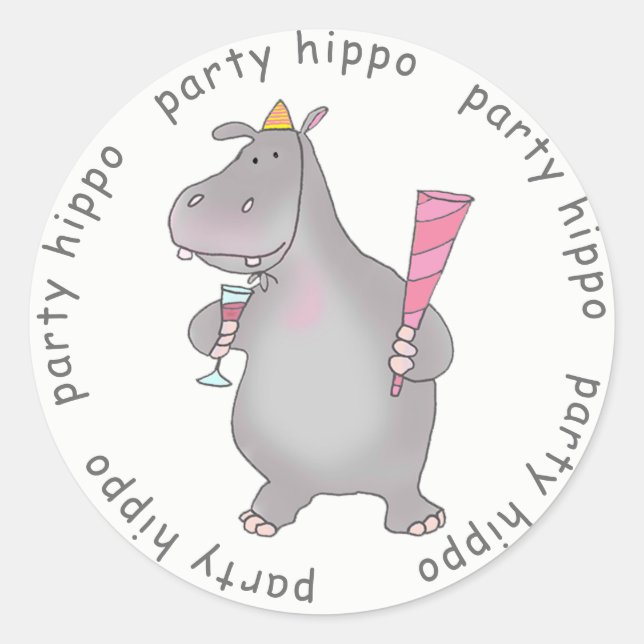 Sticker Rond Hippo du parti (Devant)