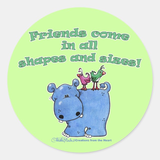 Sticker Rond Hippo et amis des oiseaux (Devant)