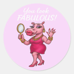 Sticker Rond Hippo haute glam - Miroir miroir Fabrique