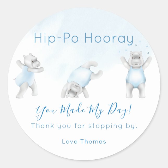 Sticker Rond Hippo Hooray Somersault Merci (Devant)