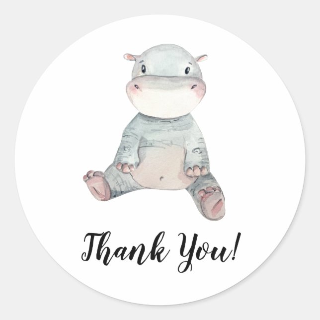 Sticker Rond Hippo Merci (Devant)