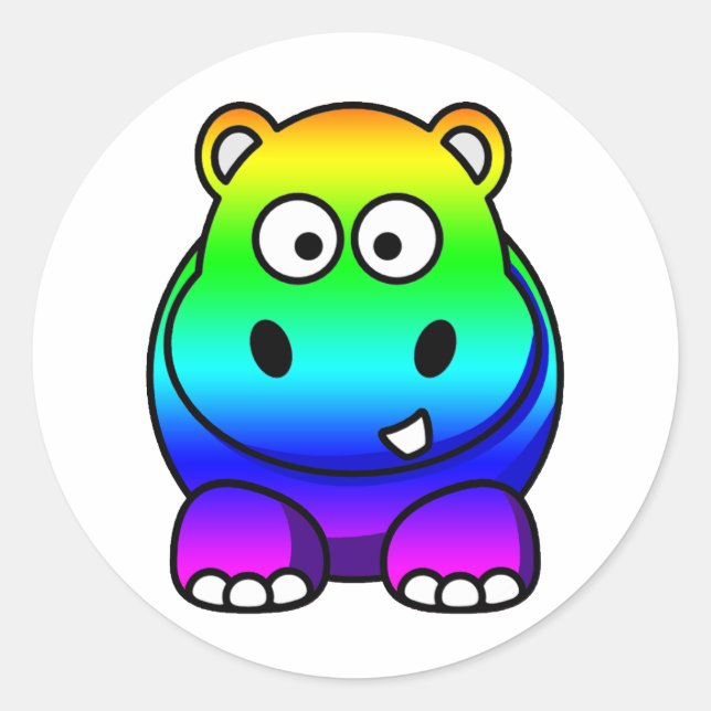 Sticker Rond Hippo multicolore, Arc-en-ciel (Devant)