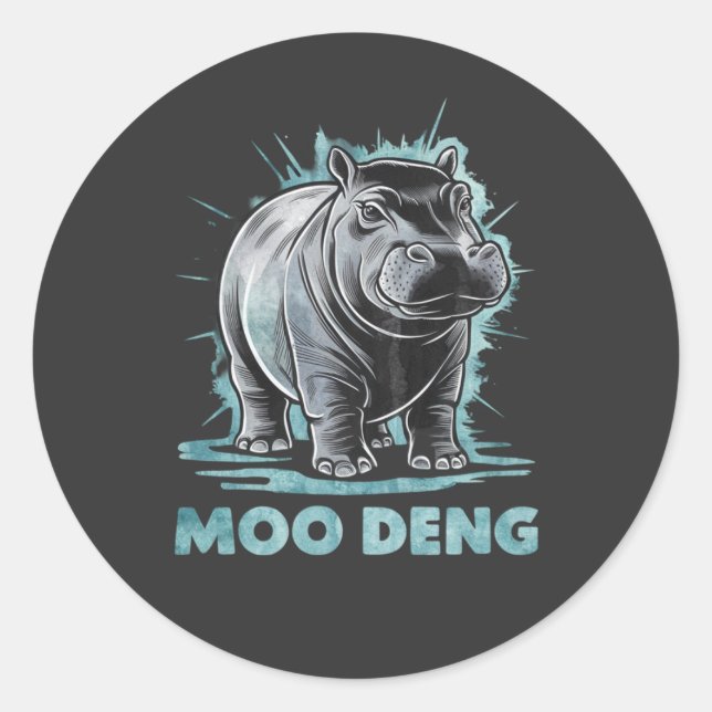 Sticker Rond Hippo Radiant Moo Deng (Devant)