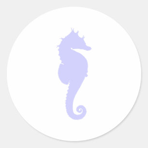 Sticker Rond Hippocampe bleu et blanc